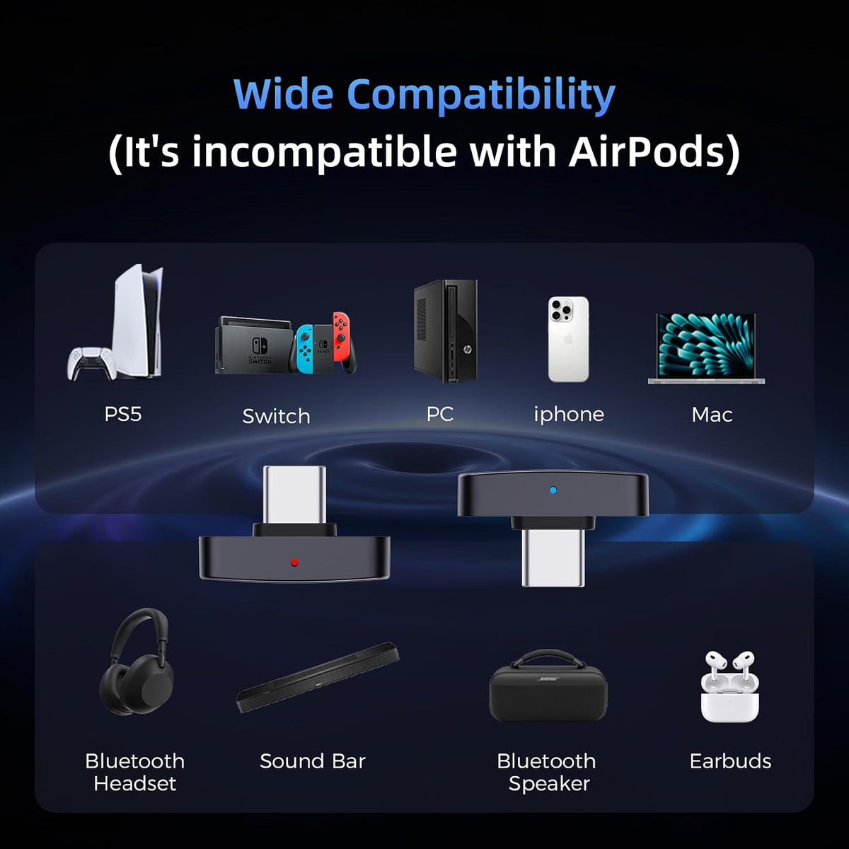 Questyle QCC Dongle Pro2 MFi Certified Lossless Bluetooth Transmitter Adapter