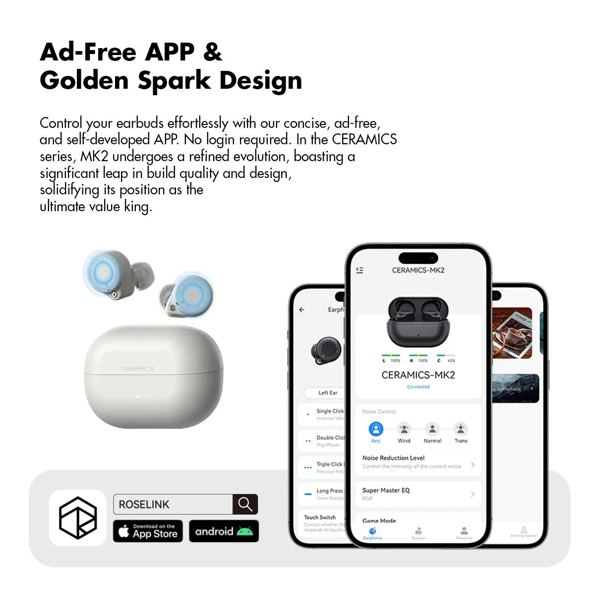 ROSESELSA CERAMICS MK2 True Wireless Stereo Earbuds