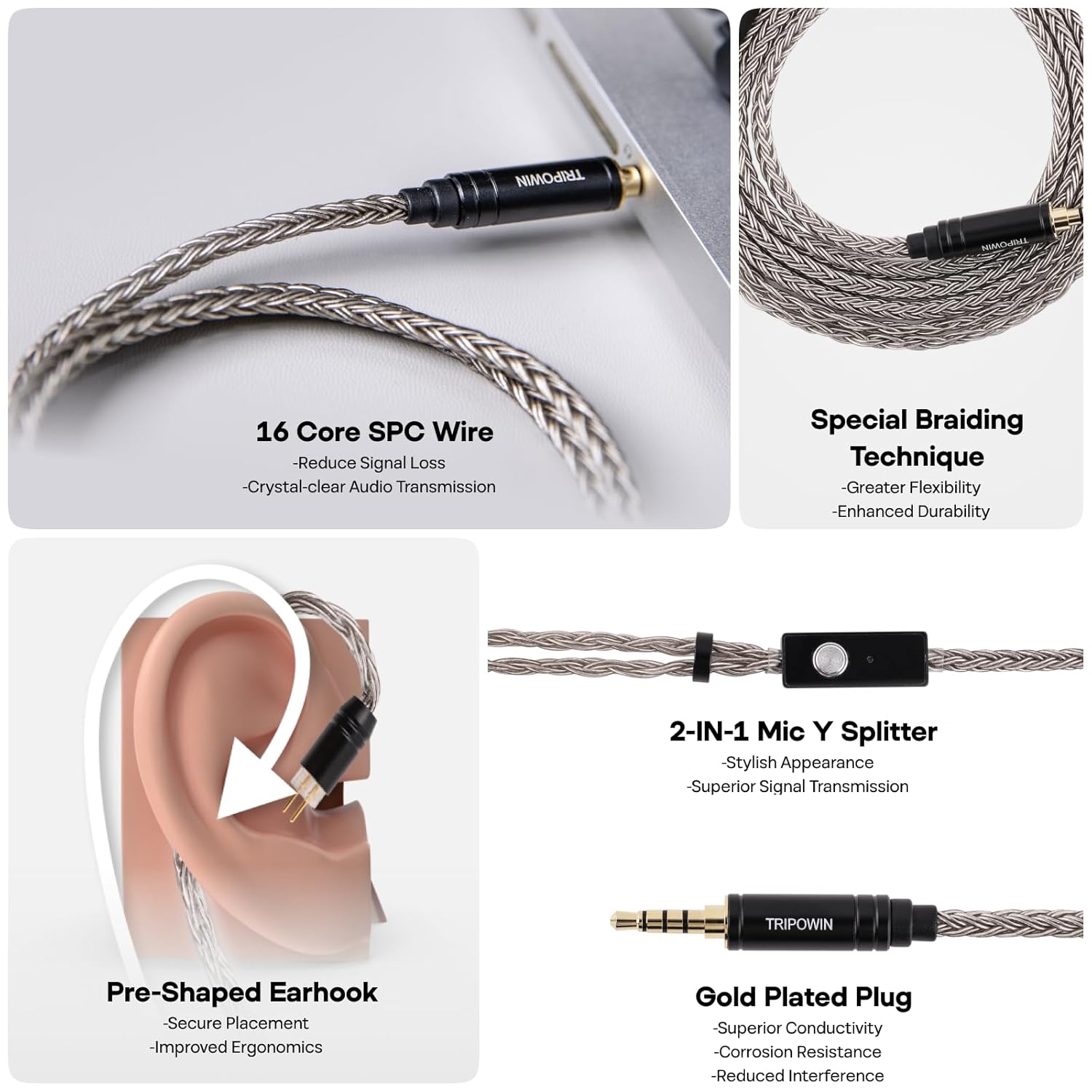TRIPOWIN Zonie Upgrade Cable With Microphone For IEMS