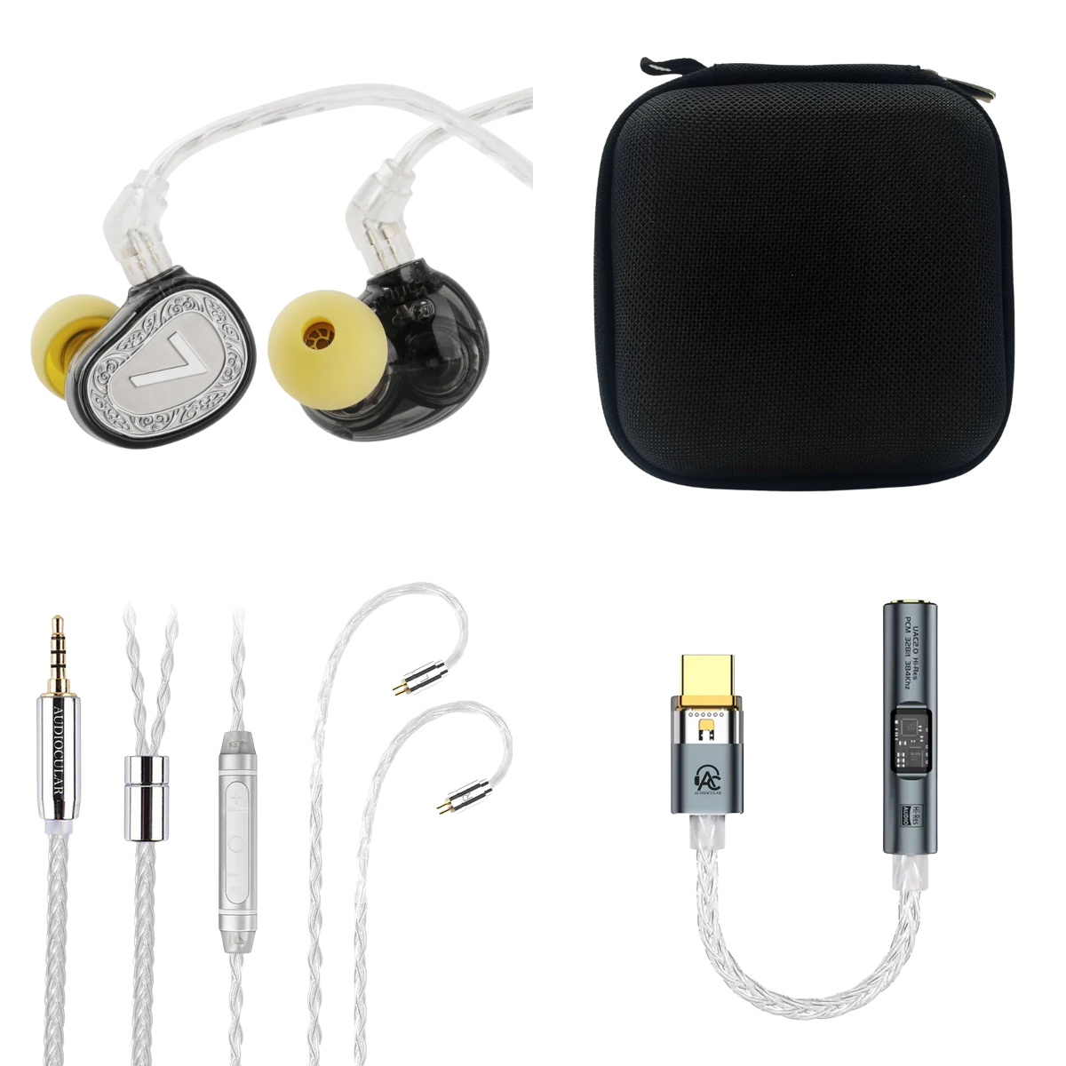 7HZ Elua Ultra IEM, Audiocular C03 With Mic Cable, Audiocular Spark DAC & EarAudio Carry Case
