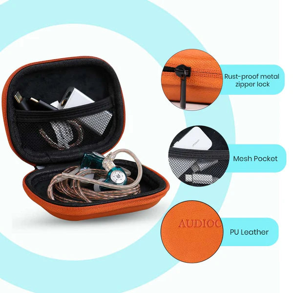 AUDIOCULAR AC41 Nano PU Leather Carry Case For In-ear monitors & Earphones