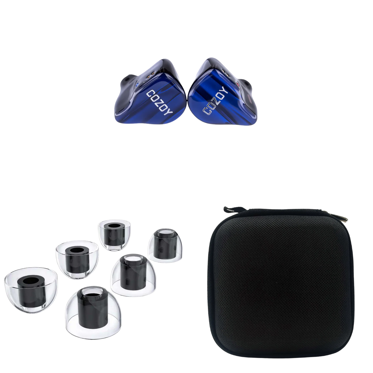 COZOY D1 IEM With Microphone, AUDIOCULAR FlexiGraph Eartips & EarAudio Carry Case