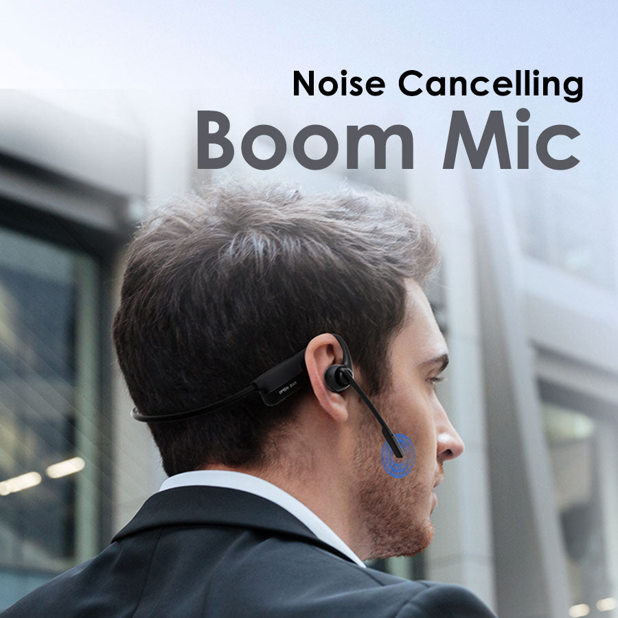 NG EarSafe Comm 2.0 Open Ear Wireless Headphones with Noise Cancelling Boom Mic and Mute Button