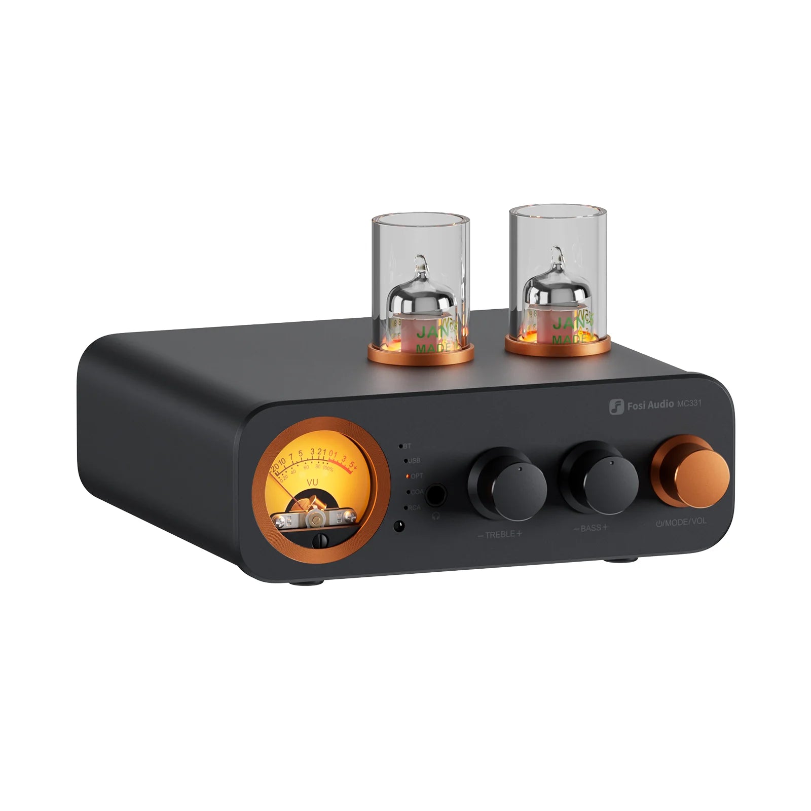 Fosi Audio MC331 2.1 Channel Tube Integrated Bluetooth Amplifier with DAC and VU Meter