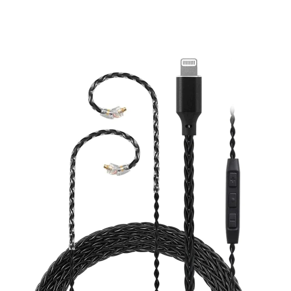 JCALLY LT08 Lightning Cable With Mic For In-Ear Monitors With Inbuilt DAC C100