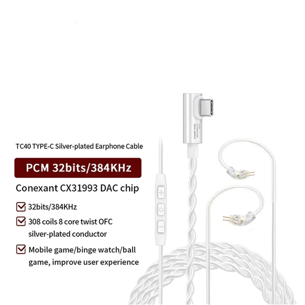 JCALLY TC40 Type-C Inbuilt DAC CX31993 Cable With Mic