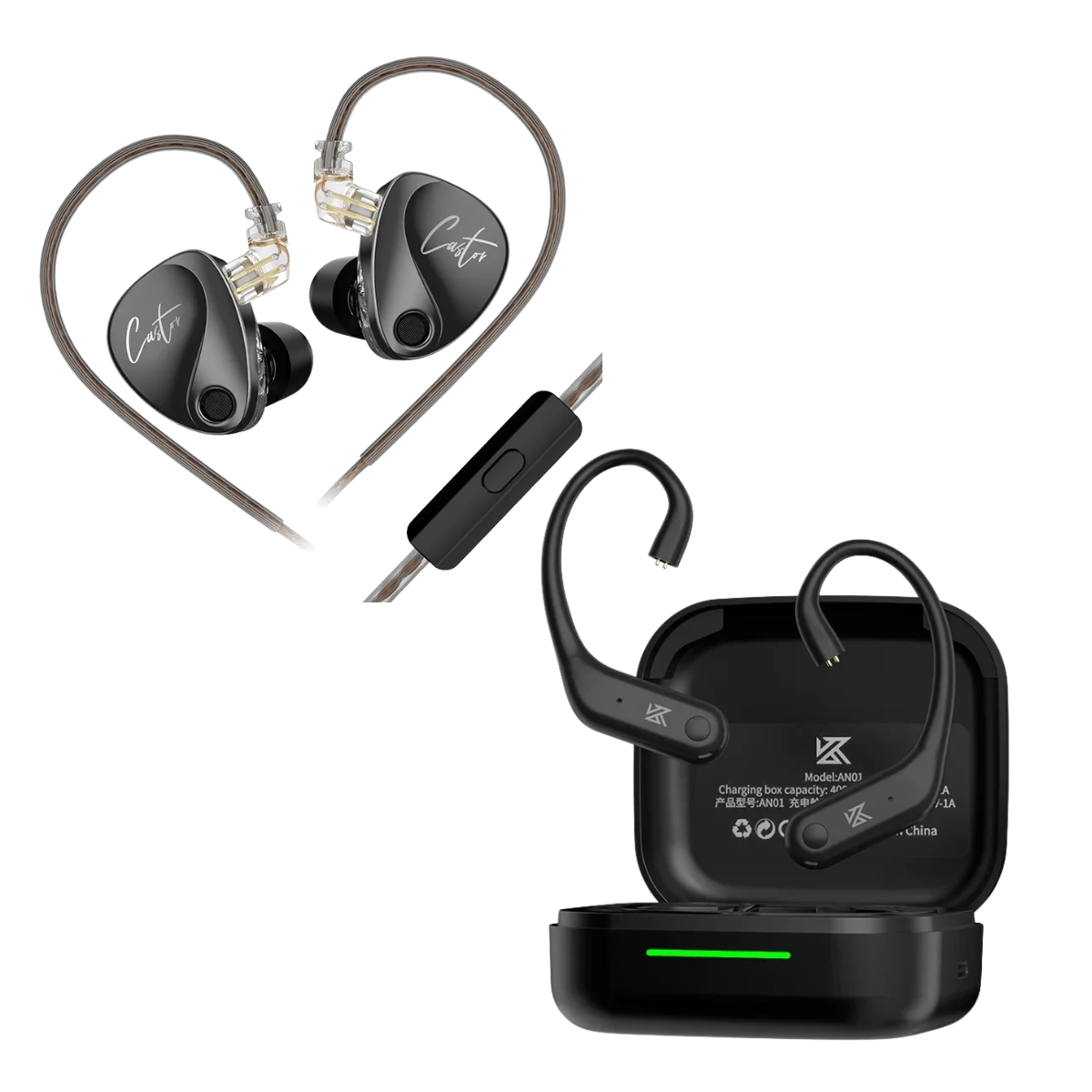 KZ Castor IEM & KZ AN01 ANC Enabled True Wireless Adapter