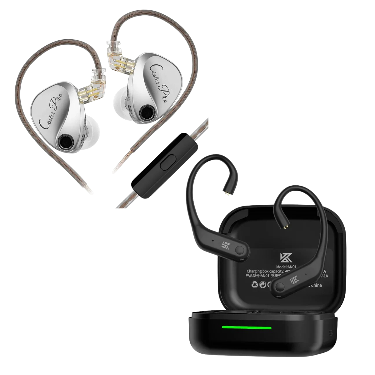 KZ Castor Pro IEM & KZ AN01 ANC Enabled True Wireless Adapter