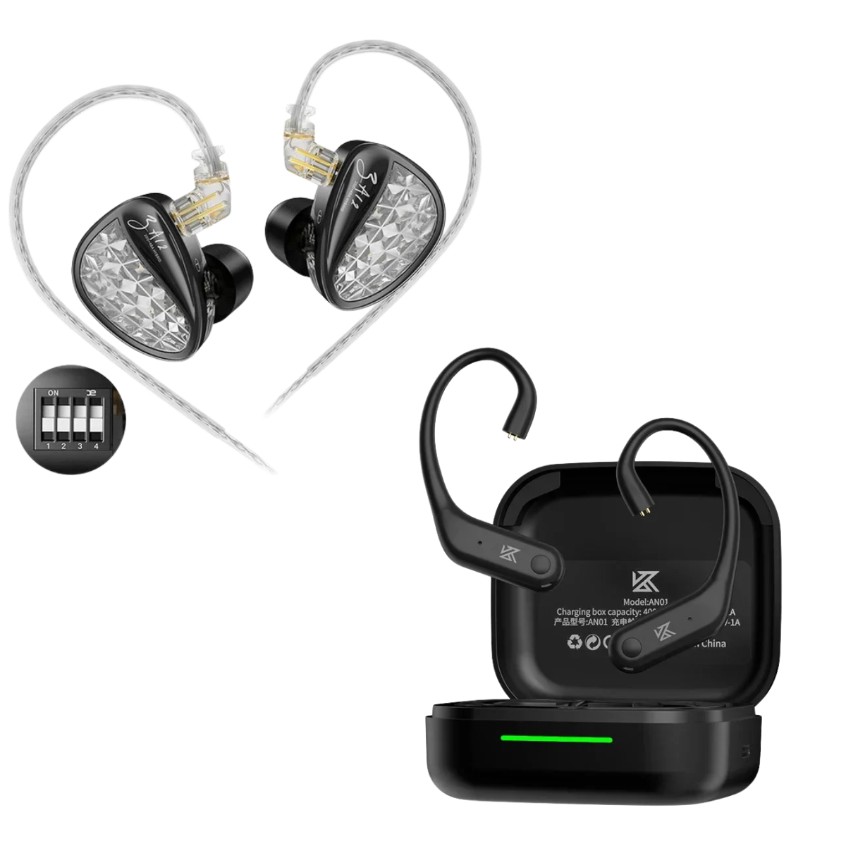 KZ ZA12 IEM & KZ AN01 ANC Enabled True Wireless Adapter