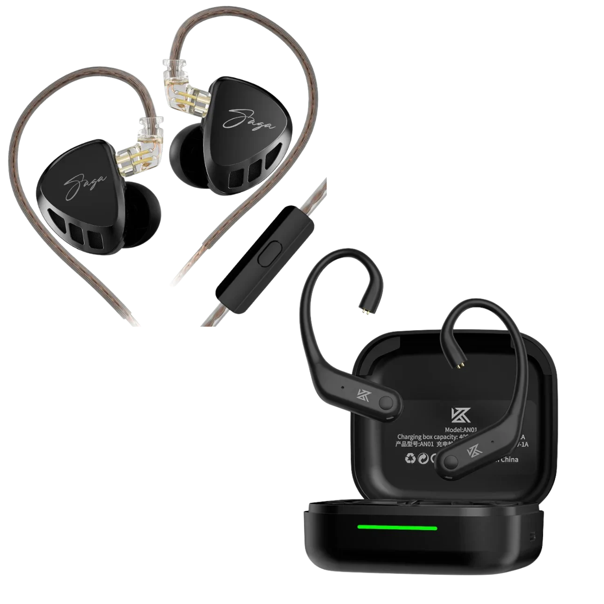 KZ Saga IEM & KZ AN01 ANC Enabled True Wireless Adapter