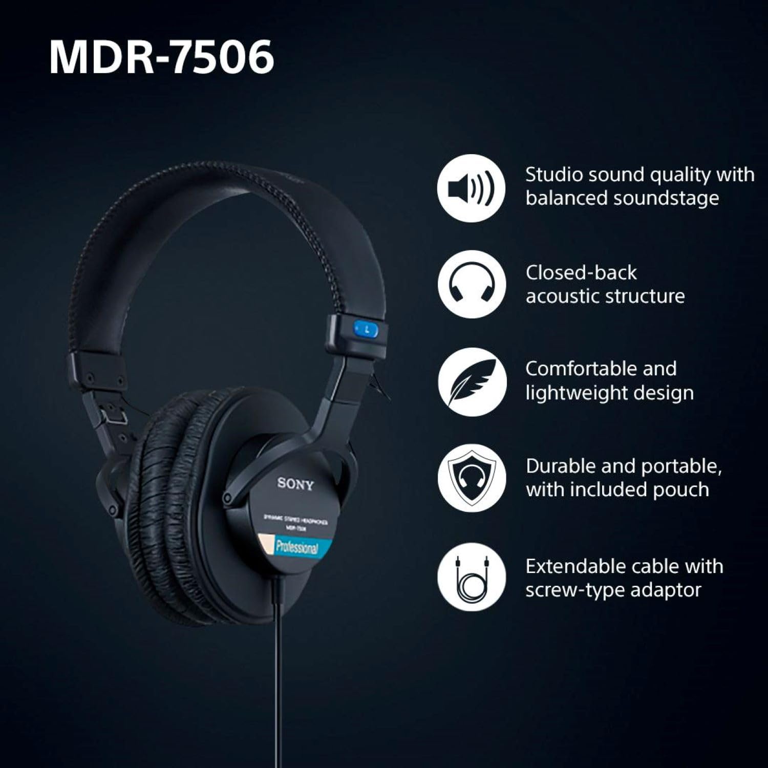 Sony MDR-7506 Closed Back Studio Headphones