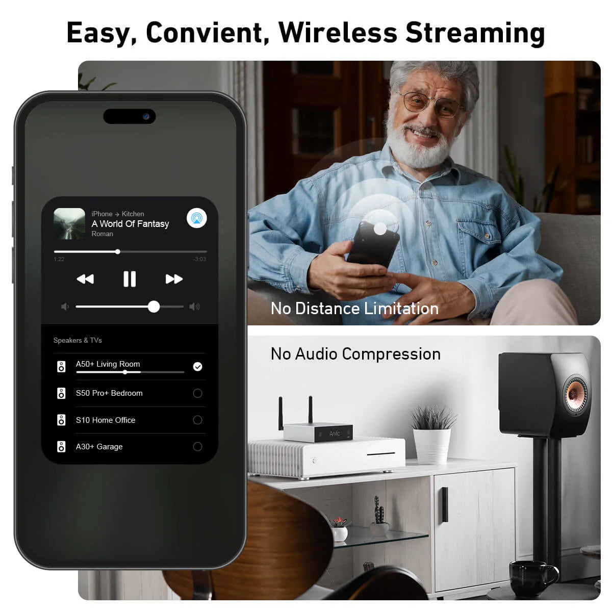 Arylic A50+ 50W x 2 WiFi Mini Stereo Amplifier for Speakers with Spotify, AirPlay, Multiroom