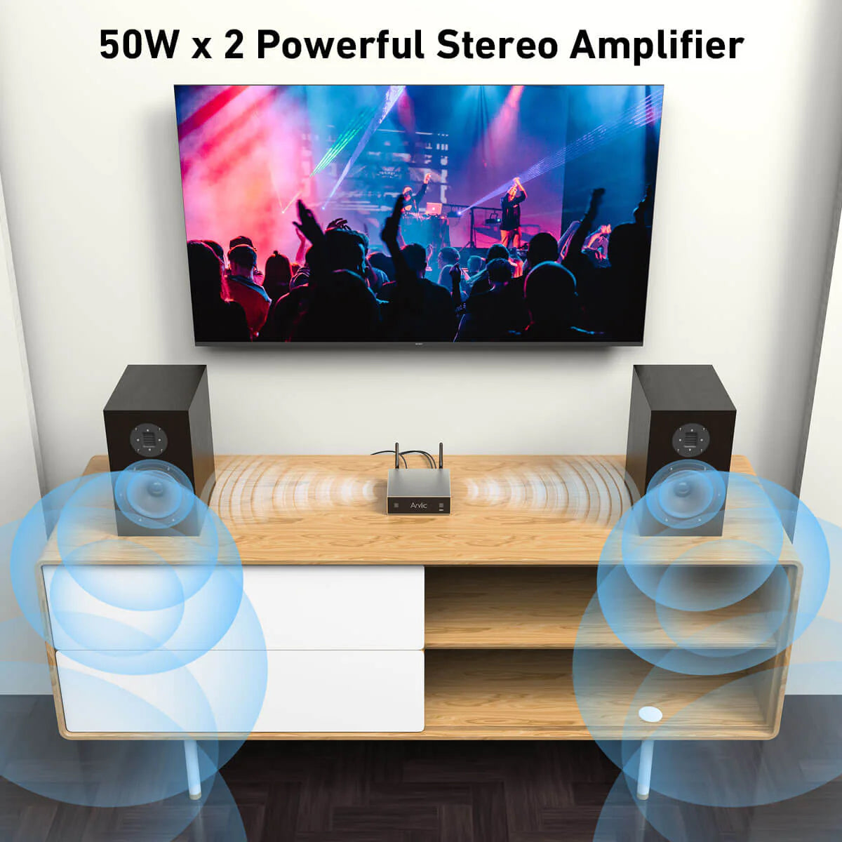 Arylic A50+ 50W x 2 WiFi Mini Stereo Amplifier for Speakers with Spotify, AirPlay, Multiroom