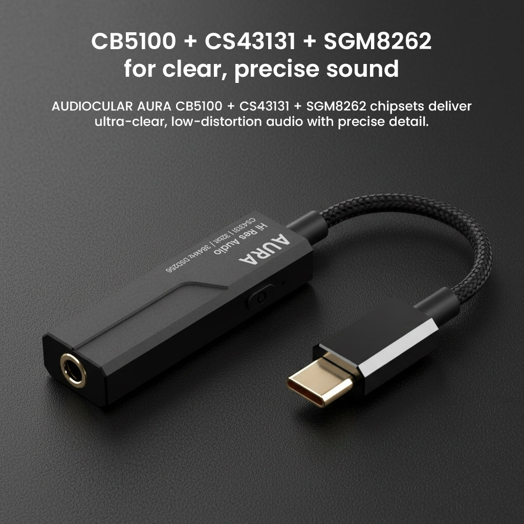 AUDIOCULAR AURA Hi-Res Portable DAC Dongle CS43131 + SGM8262 Amp