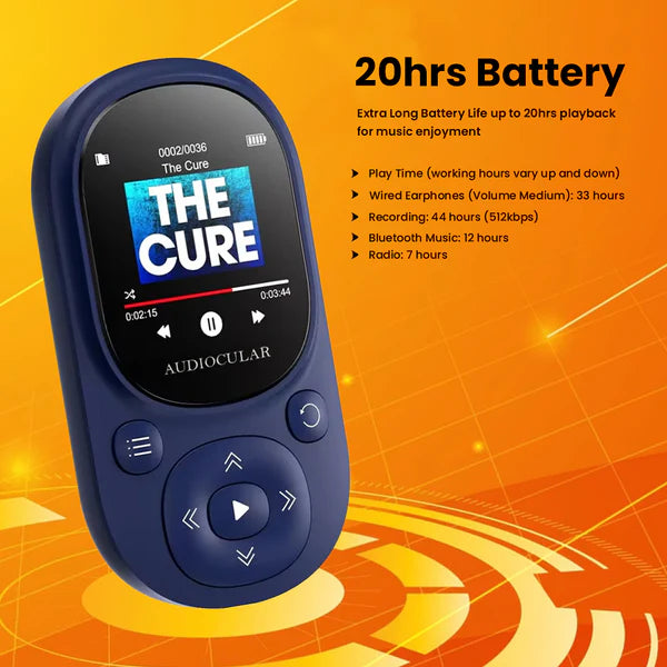 AUDIOCULAR M11 Bluetooth Portable MP3 Music Player with Clip - The Audio Store