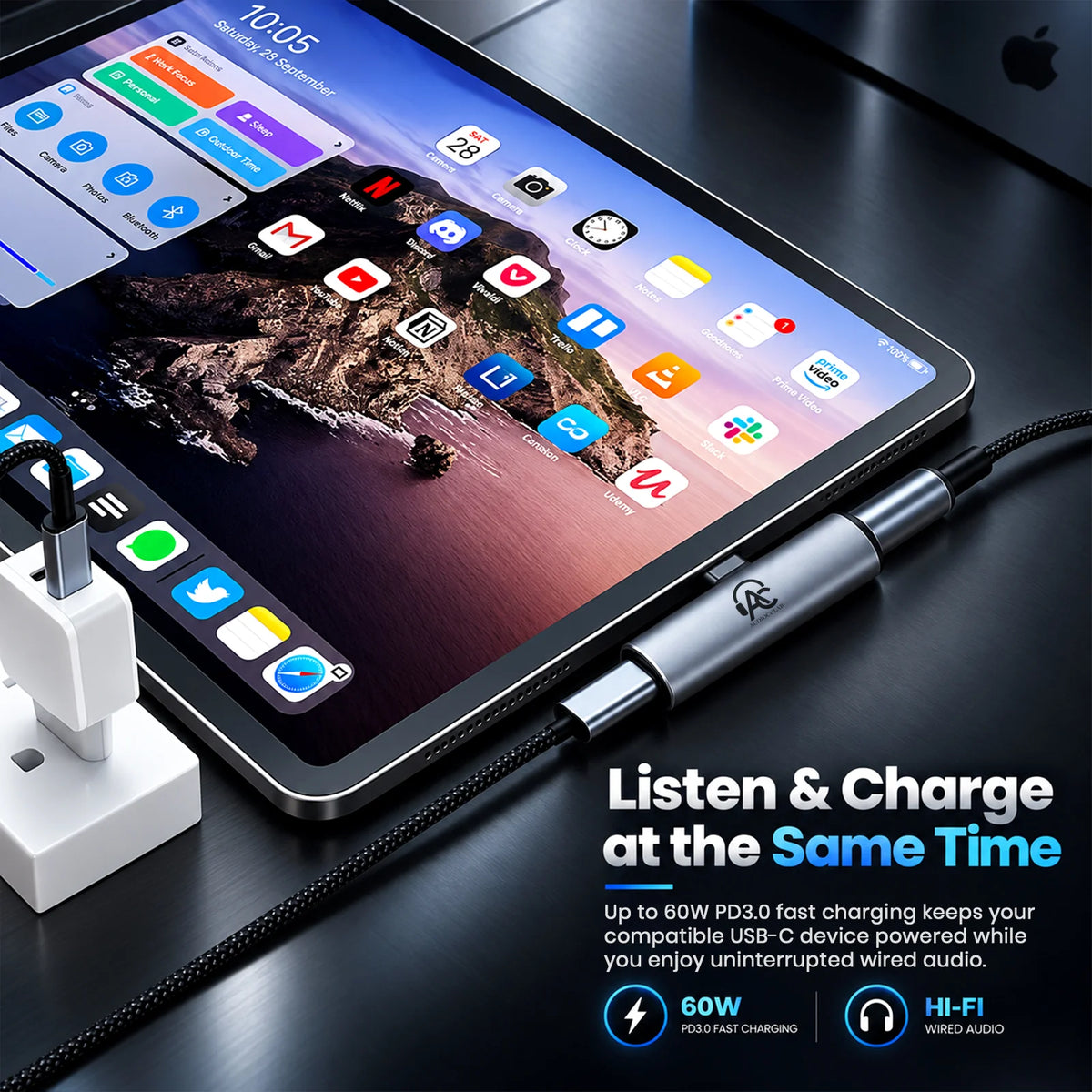 AUDIOCULAR Note Plus KT0231H USB-C DAC & PD Charging Adapter