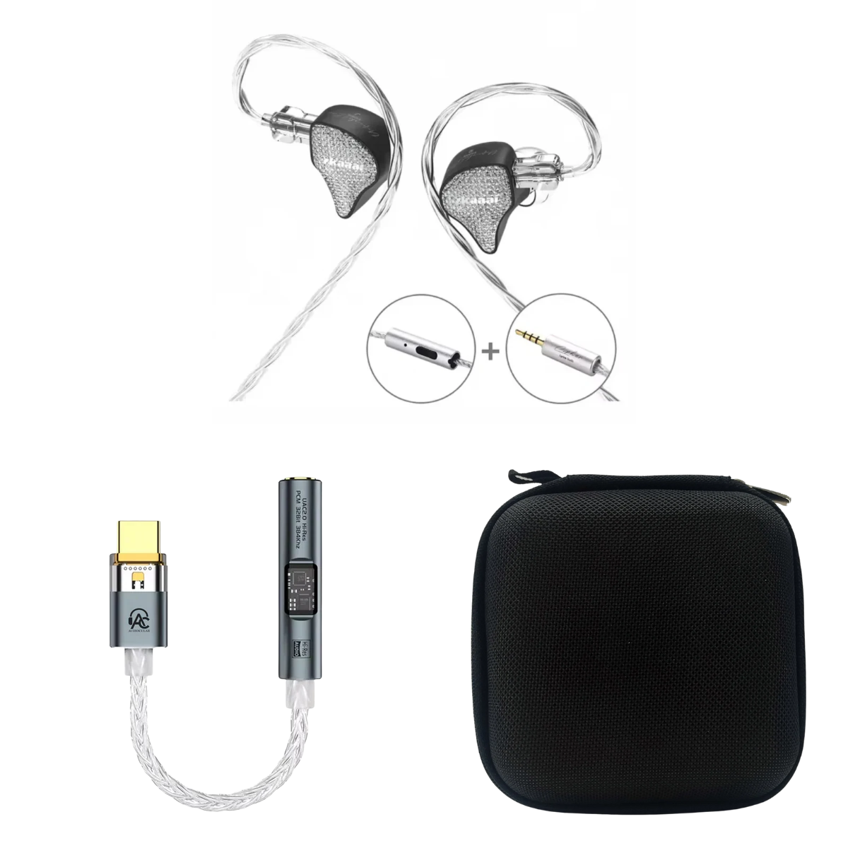 EarAcoustic x Zkaaai Cipher IEM With Mic, Audiocular Spark DAC & EarAudio Carry Case