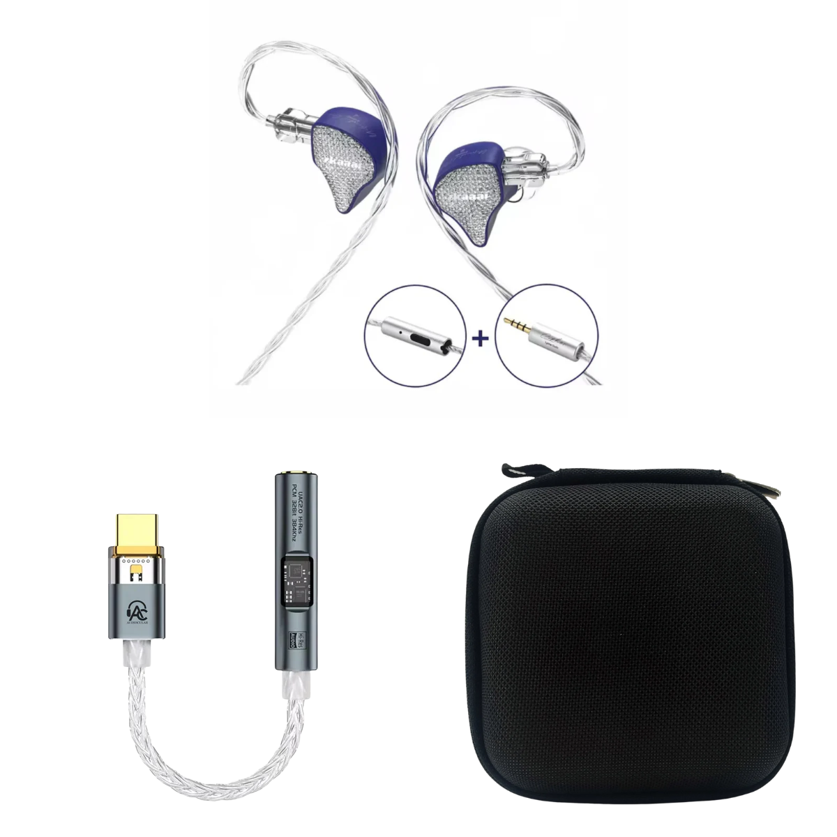 EarAcoustic x Zkaaai Cipher IEM With Mic, Audiocular Spark DAC & EarAudio Carry Case