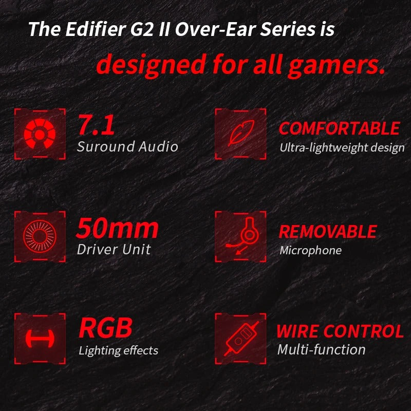 Edifier G2 II  7.1 Surround Sound Gaming Headphones With Mic - The Audio Store