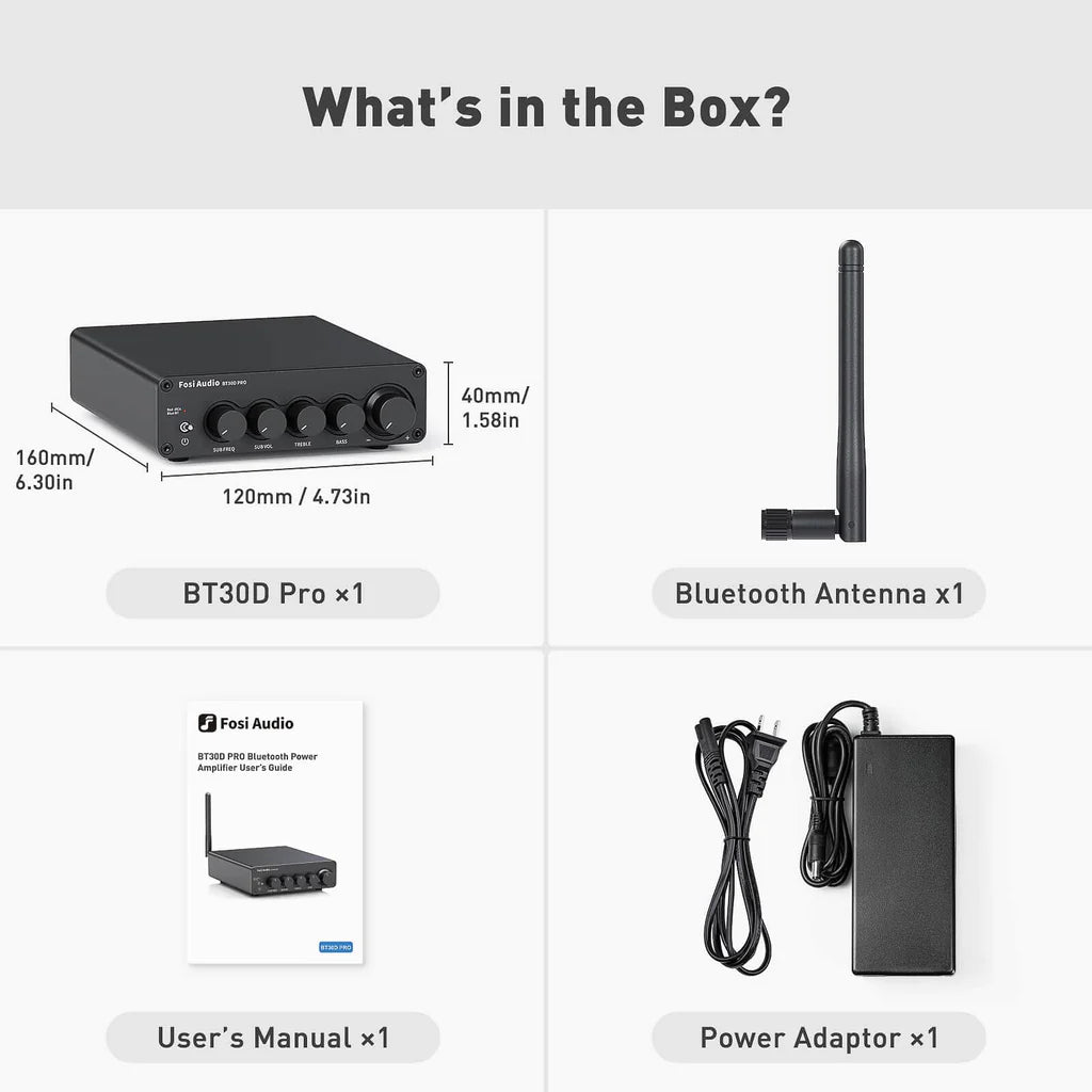Fosi Audio BT30D PRO 2.1-Channel Bluetooth Power Amplifier For Speakers & Subwoofers - The Audio Store