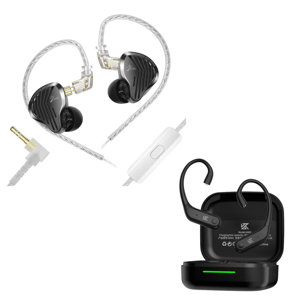GK KUNTEN IEM With Mic & KZ AN01 ANC Enabled True Wireless Adapter