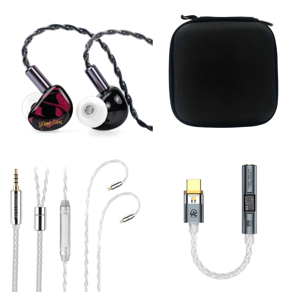 Kiwi Ears Cadenza IEM, Audiocular C03 With Mic Cable, Audiocular Spark DAC & EarAudio Carry Case