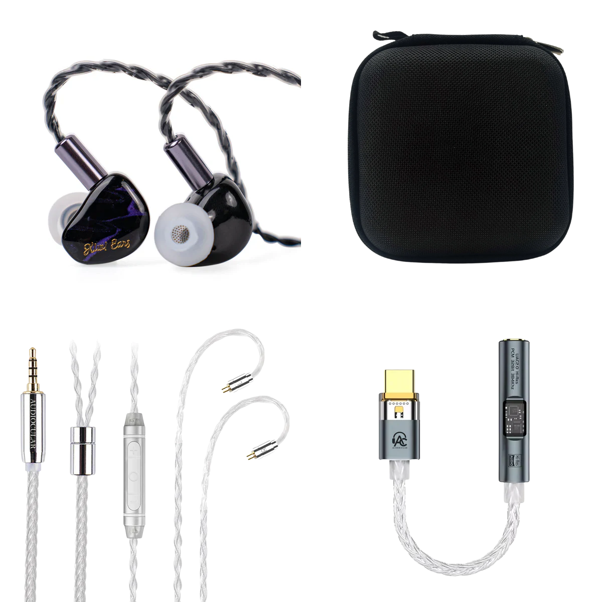 Kiwi Ears Cadenza IEM, Audiocular C03 With Mic Cable, Audiocular Spark DAC & EarAudio Carry Case