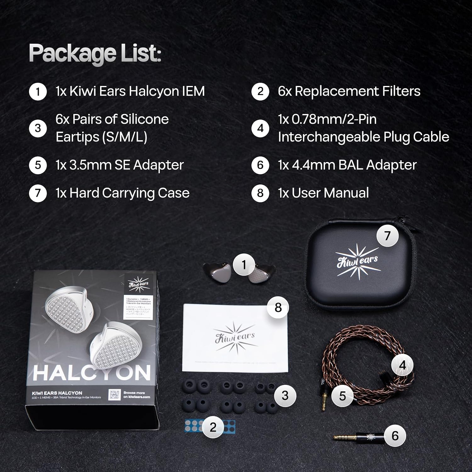 Kiwi Ears Halcyon World's First MEMS+1DD+3BA Tribrid IEM