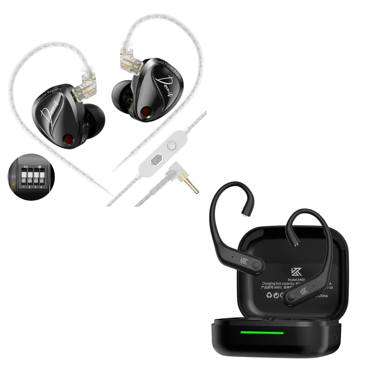 KZ Duonic IEM With Mic & KZ AN01 ANC Enabled True Wireless Adapter