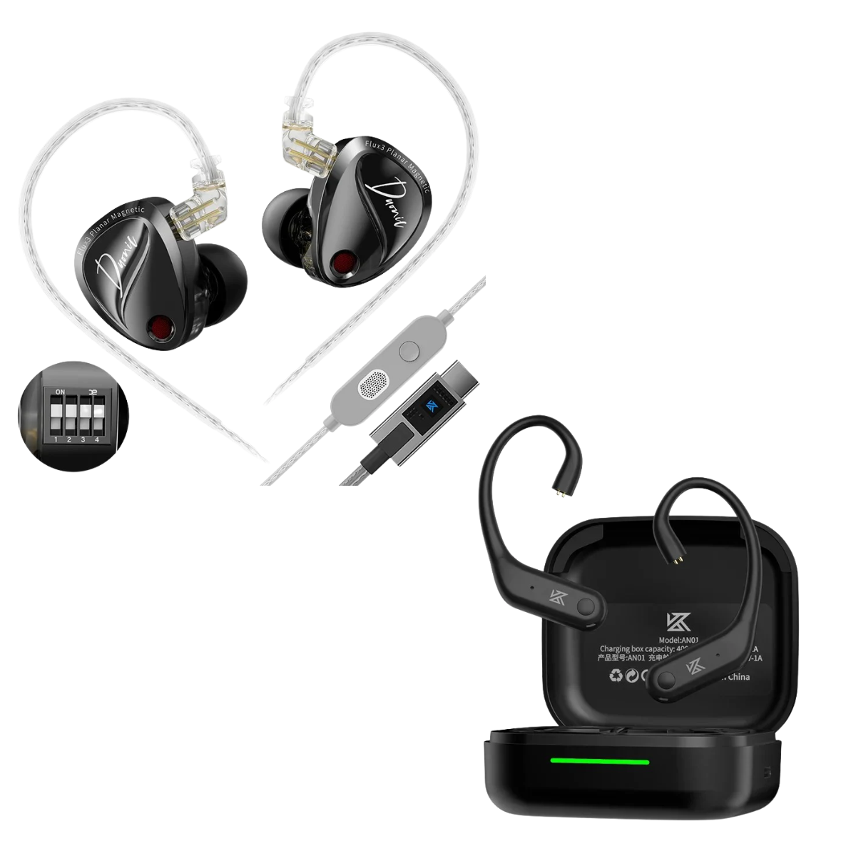KZ Duonic IEM With Mic & KZ AN01 ANC Enabled True Wireless Adapter