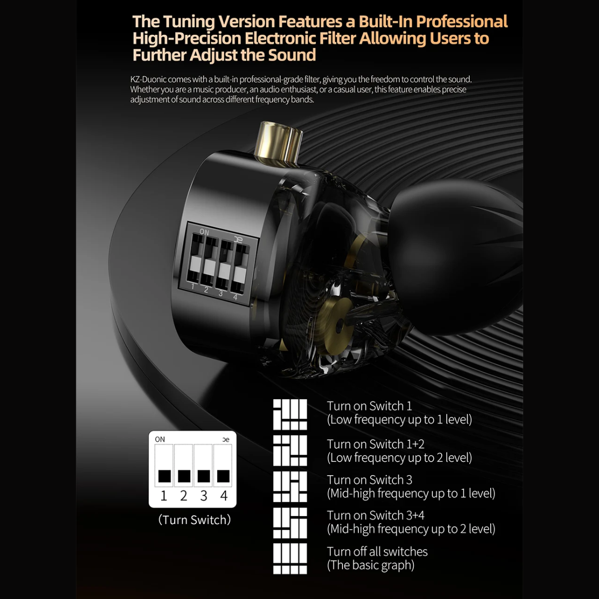 KZ Duonic Tri-Magnetic Planar Driver IEM With Mic