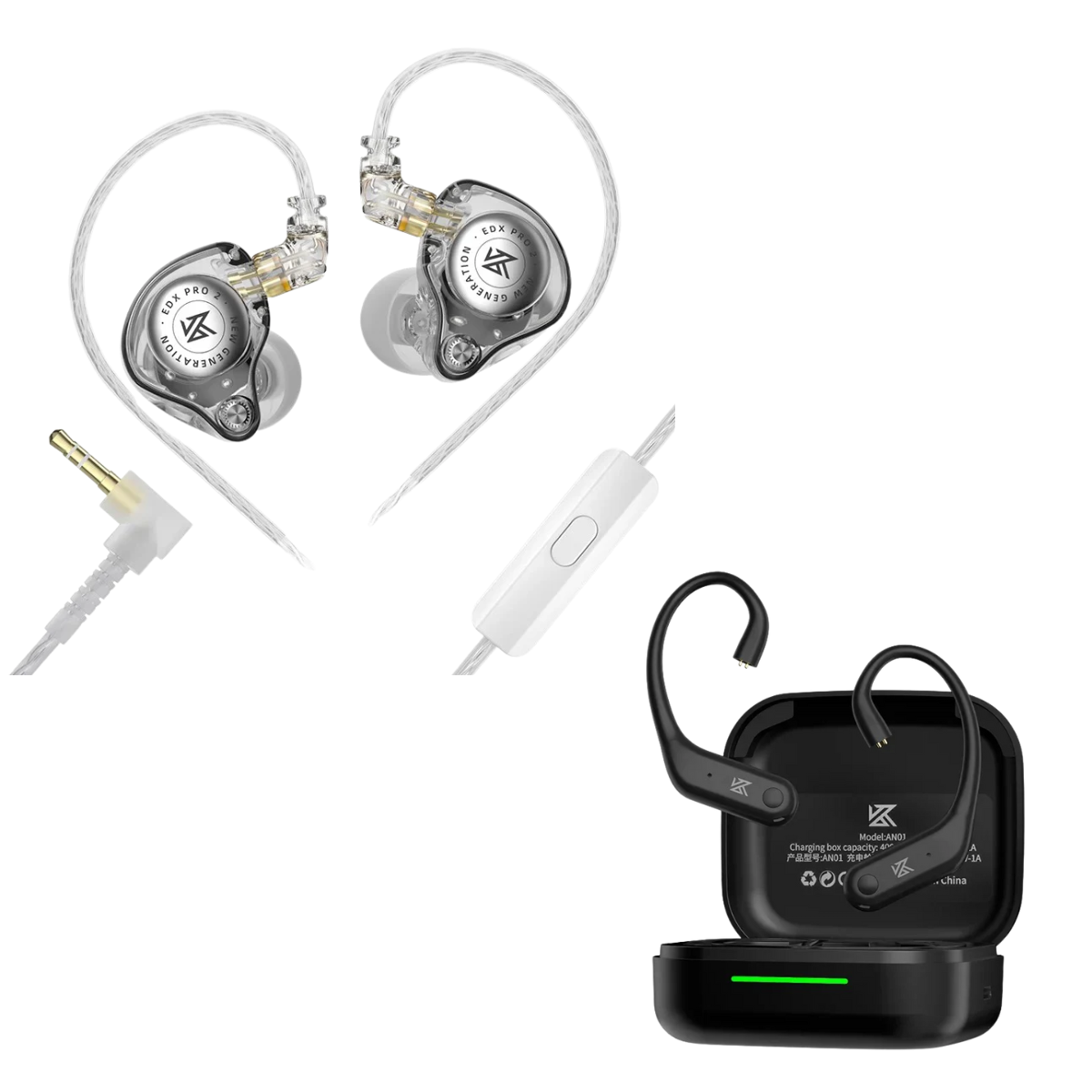 KZ EDX Pro 2 IEM With Mic & KZ AN01 ANC Enabled True Wireless Adapter