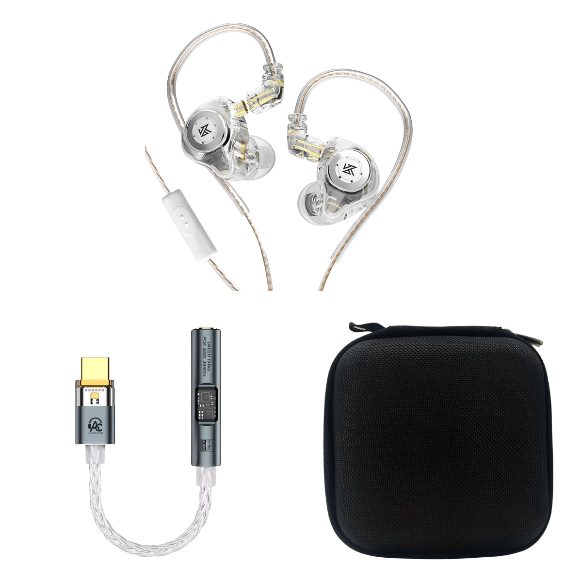 KZ EDX Pro Wired IEM With Mic, Audiocular SPARK DAC & EarAudio Carry Case