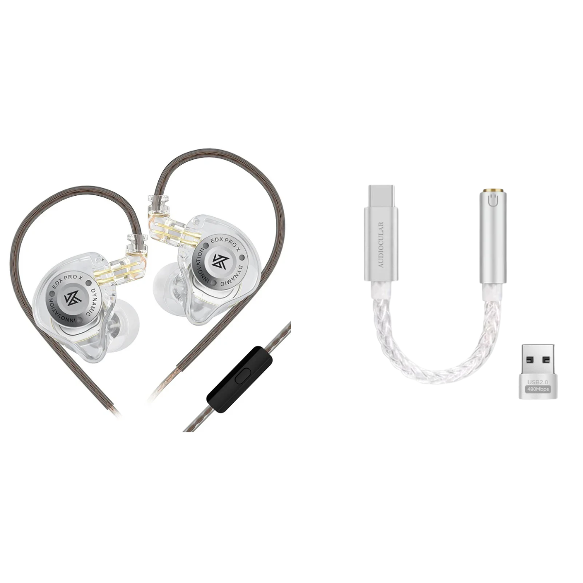 KZ EDX PRO X IEM With Mic & Audiocular D07 DAC - The Audio Store