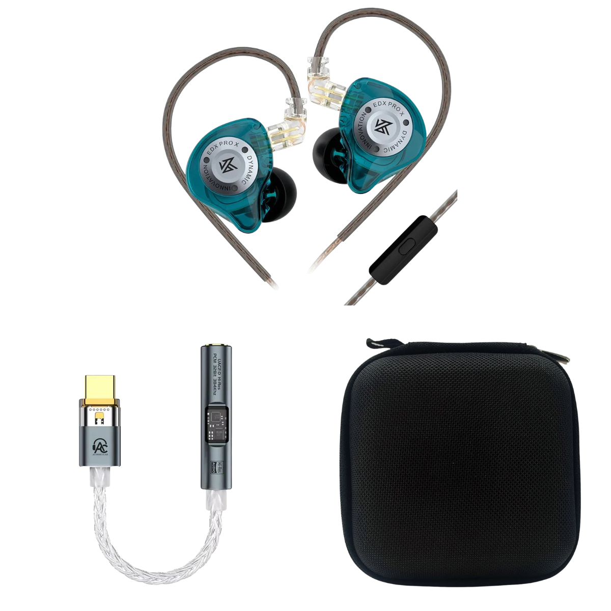 KZ EDX Pro X Wired IEM With Mic, Audiocular Spark DAC & EarAudio Carry Case