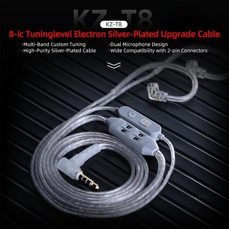 KZ T8 8-Level Tuning Upgrade Cable with Dual Mic for IEMs