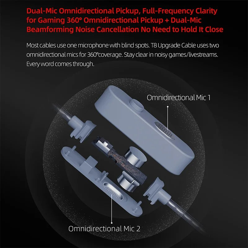 KZ T8 8-Level Tuning Upgrade Cable with Dual Mic for IEMs