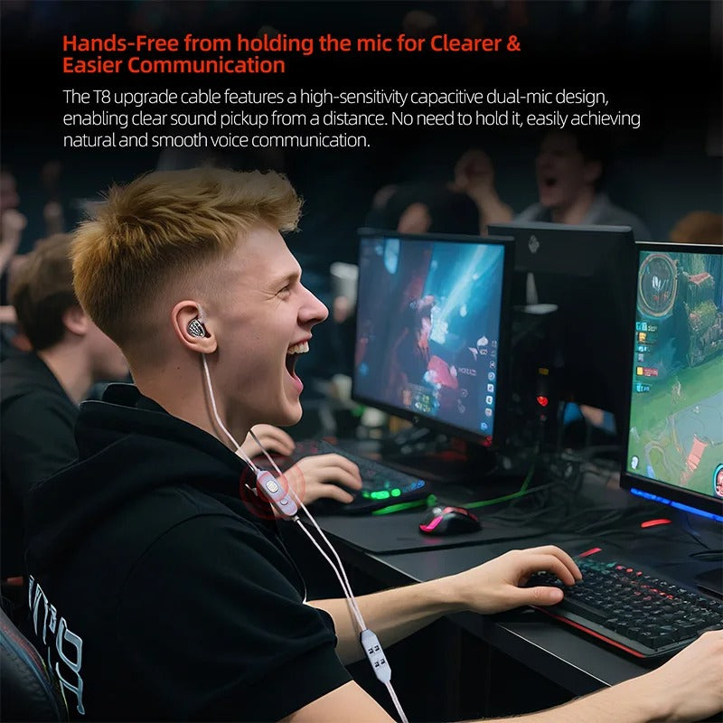 KZ T8 8-Level Tuning Upgrade Cable with Dual Mic for IEMs