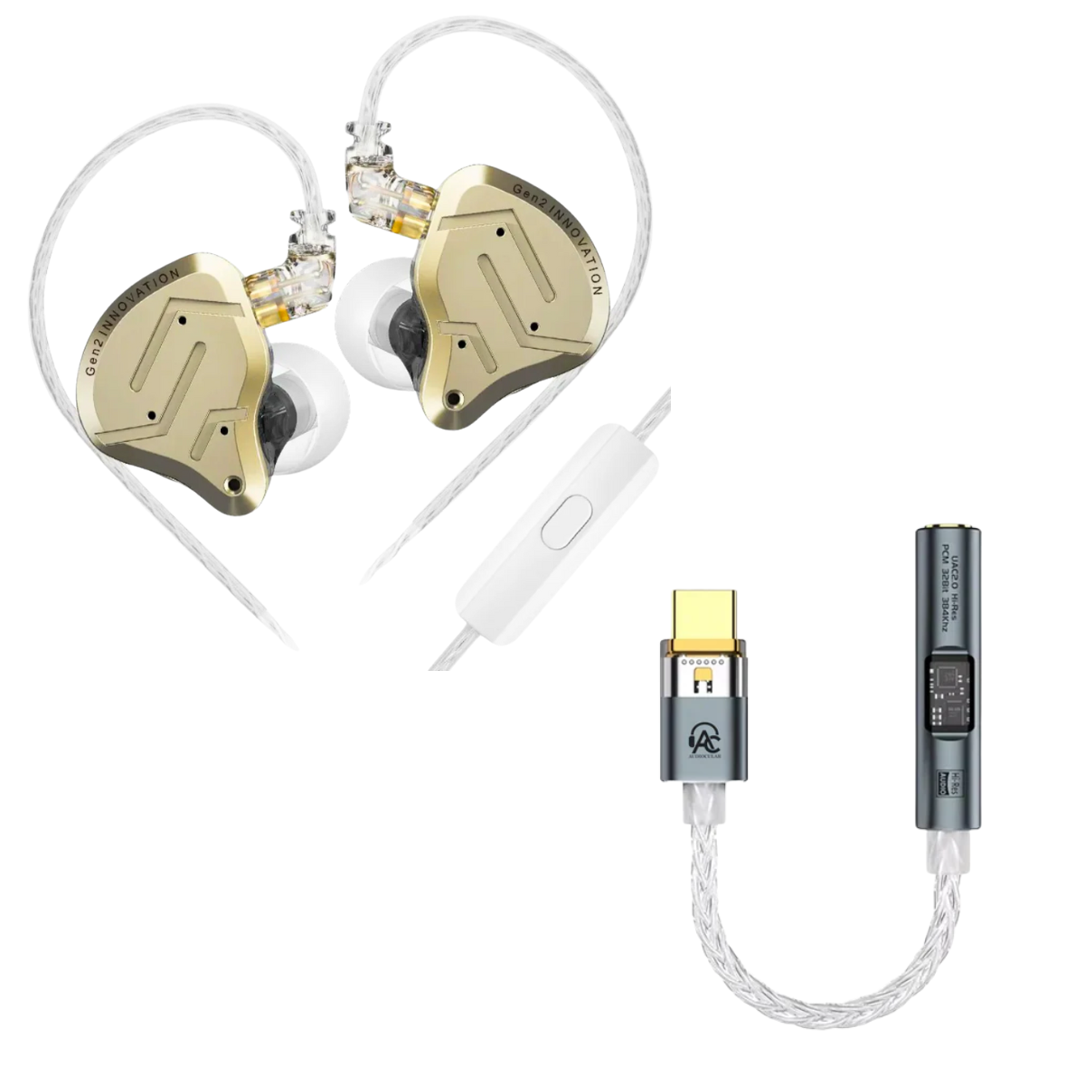 KZ ZSN Pro 2 IEM With Mic & Audiocular Spark DAC