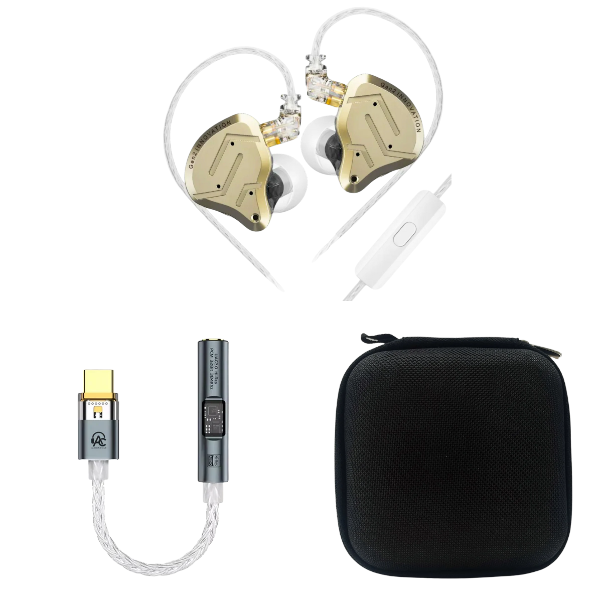 KZ ZSN Pro 2 IEM With Mic, Audiocular Spark DAC & EarAudio Carry Case