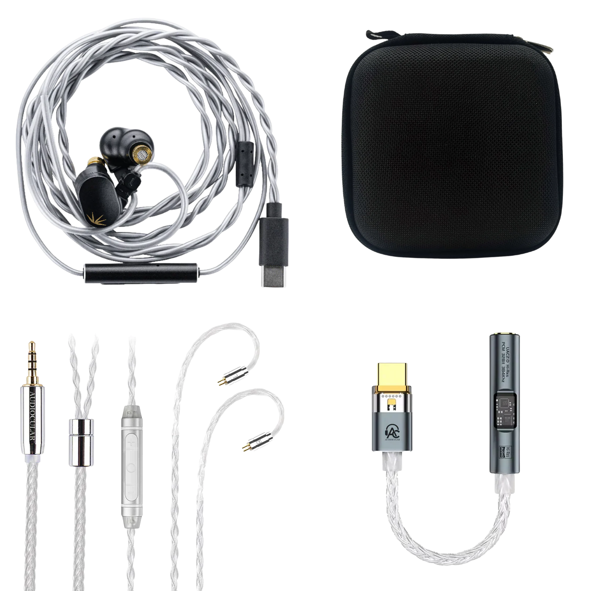 MOONDROP CHU II DSP Type-C IEM, Audiocular C03 With Mic Cable, Audiocular Spark DAC & EarAudio Carry Case