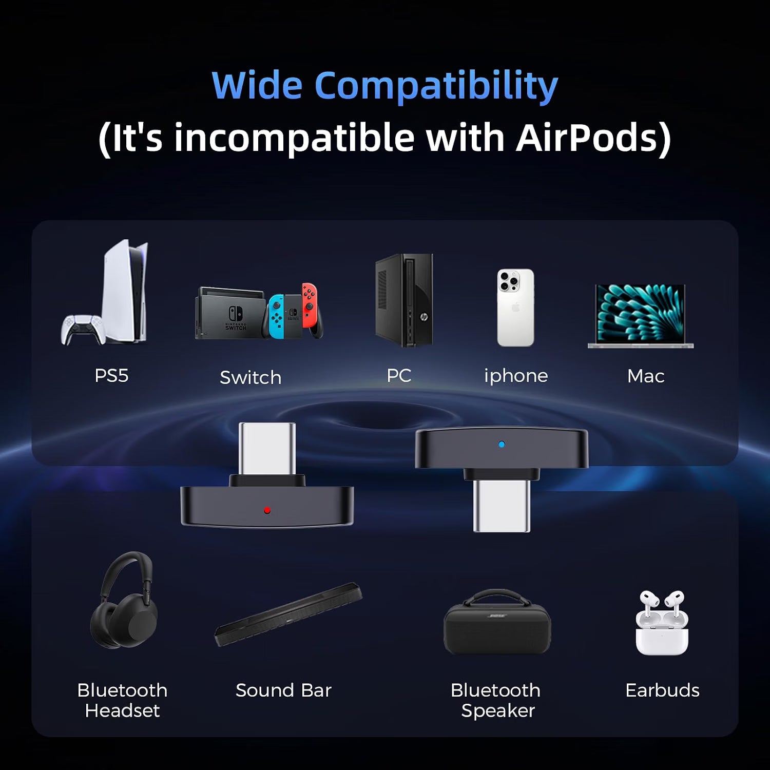 Questyle QCC Dongle Pro2 MFi Certified Lossless Bluetooth Transmitter Adapter