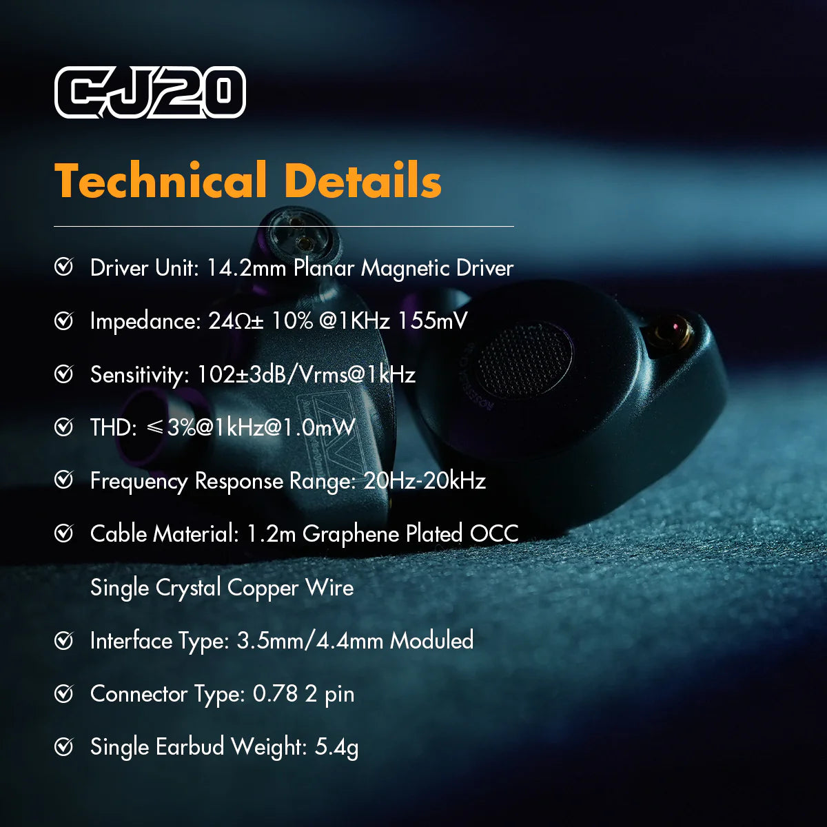 ROSESELSA x AAV CJ20 14.2mm Planar Magnetic Driver IEM