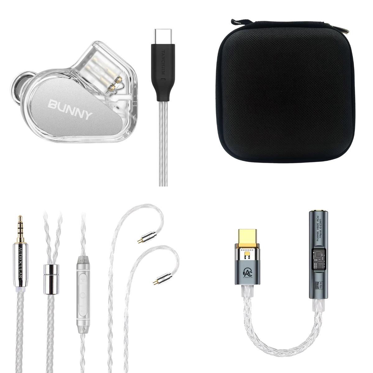 TANCHJIM Bunny Type-C DSP Plug with Mic IEM, Audiocular C03 With Mic Cable, Audiocular Spark DAC & EarAudio Carry Case
