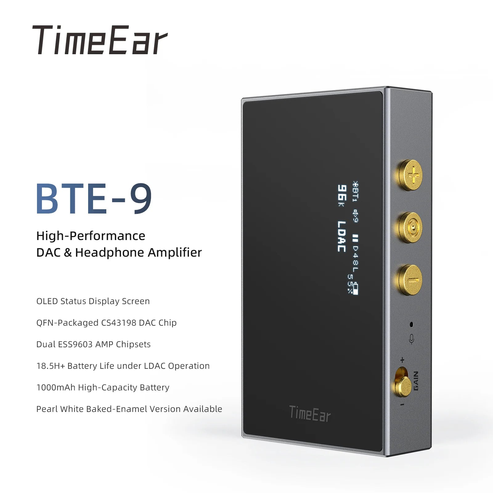 TimeEar BTE 9 Wireless Bluetooth Portable DAC & Amp