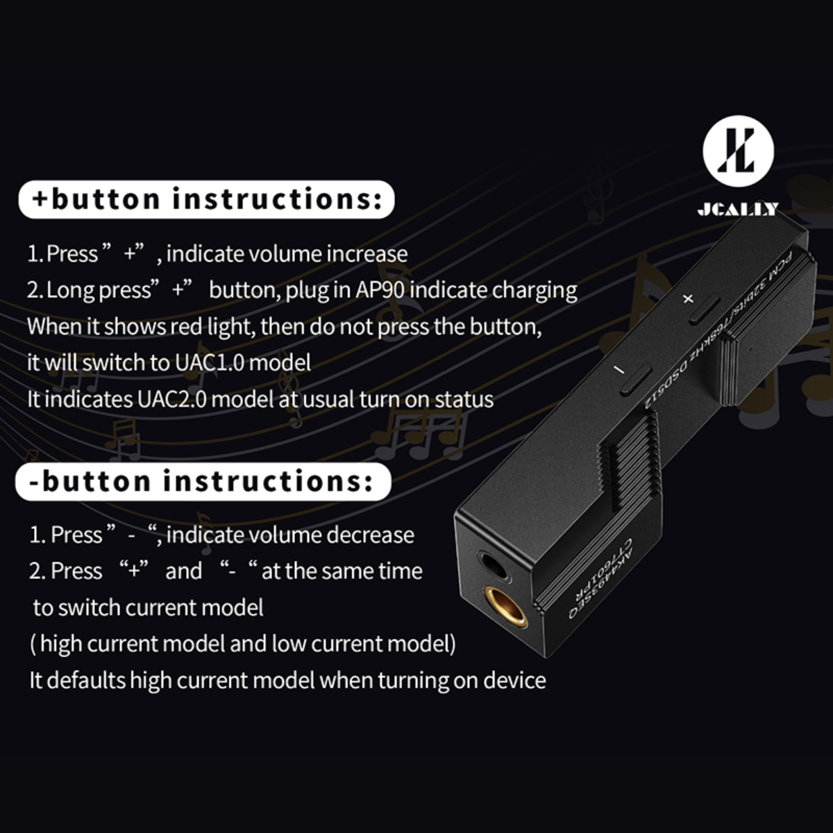 JCALLY AP90 Portable DAC Dongle & Amp